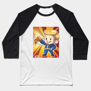 Vault Boy with Pizza Baseball T-Shirt